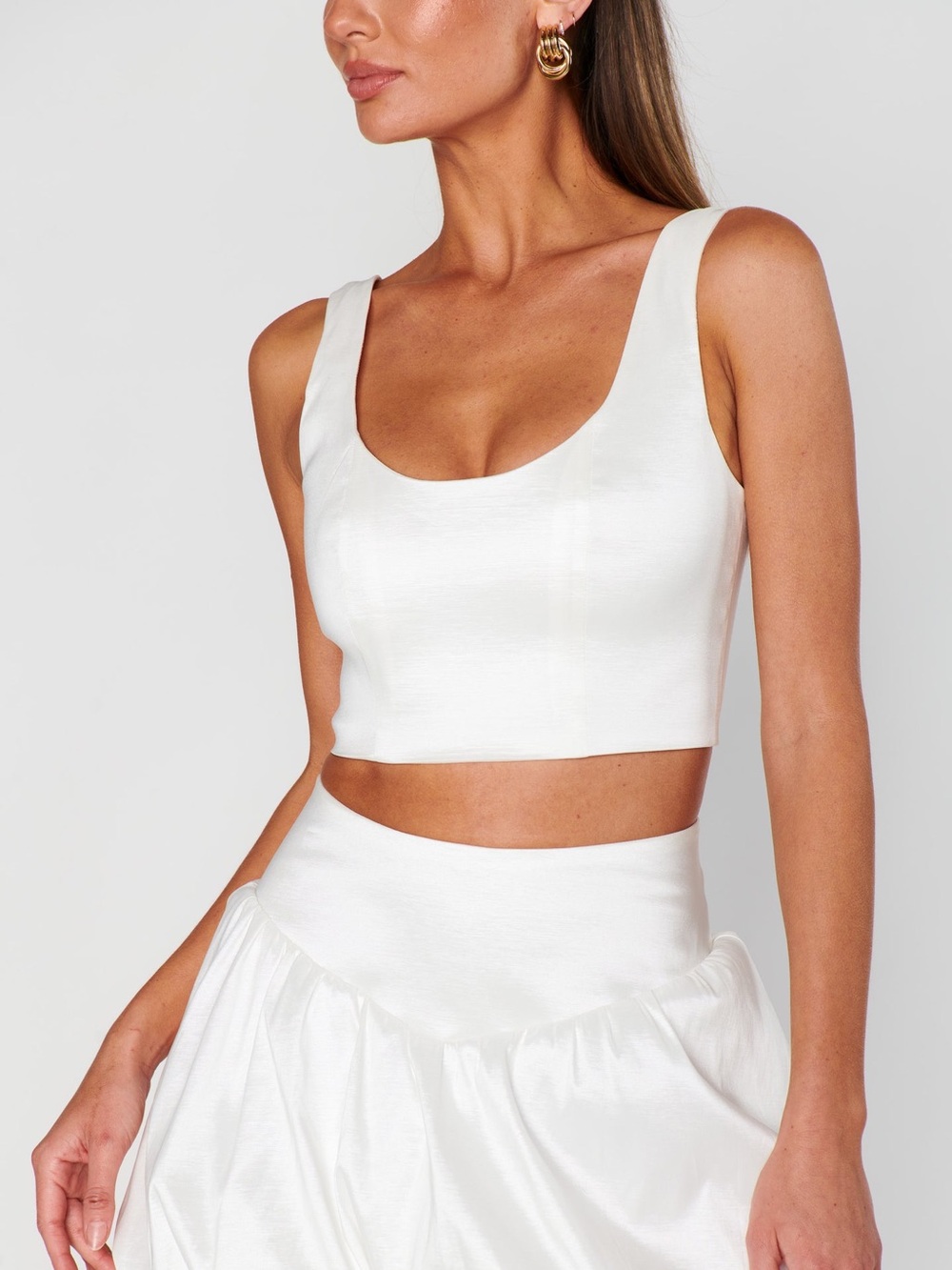 Show Me Your Mumu Vivianna Crop Top Size Small S White Taffeta NWOT corset - Picture 3 of 6